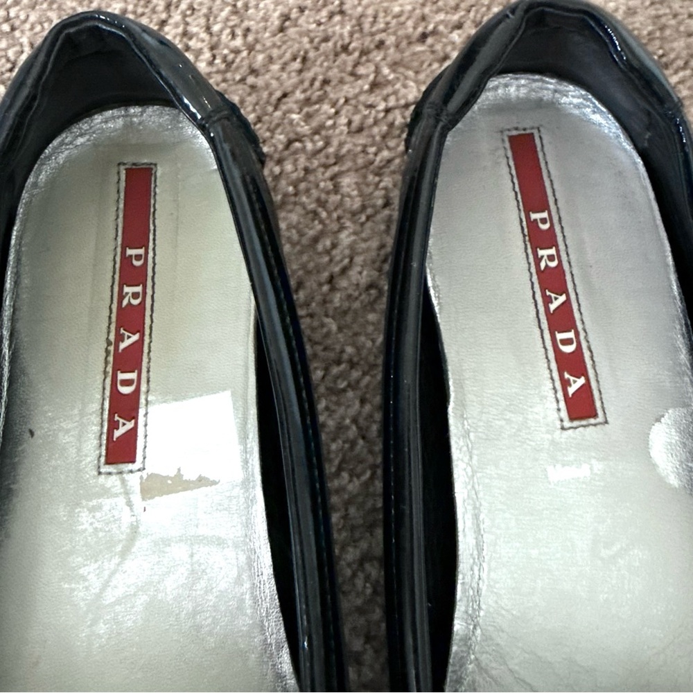 PRADA Black Patent Leather Moccasins Slip On Loafers - Picture 3 of 12